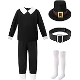 Auggle Pilgrim Boys costume Shirt Pants hat Socks Belt Colonial Pilgrim costume