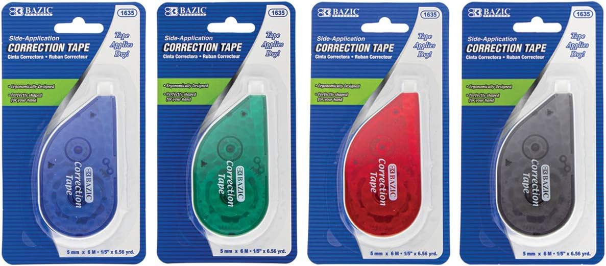 BAZIC Correction Tape 5 mm x 236", Easy to Use Applicator Tapes Roller