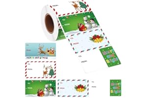 Gift Tags for Presents -500 Pcs Christma Gifts Tag Stickers by Taeekiy, 3 * 1.6 inch Self Adhesive Christmas Decorations Name Labels Stickers Suitable for Christmas Holidays, Birthdays, Weddings Etc