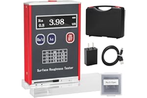 Helivivfy Surface Roughness Tester, LED Display High Accuracy 0.01μm Portable 4 Test Parameters Ra/Rq 0.05~15.0μm Rz/Rt 0.1~5