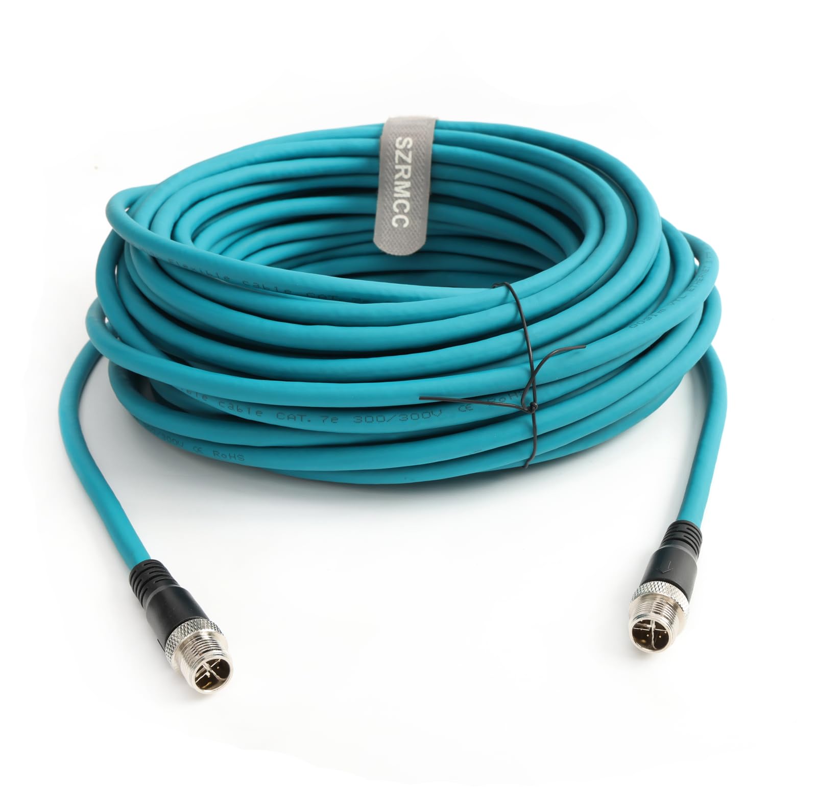 SZRMCC M12 X-Code 8pin Male to 8pin Male with Locking Ethernet Cable High Flexible Shielded Gigabit Waterproof Network Cable for Basler Cognex Industrial Camera (1m)