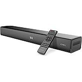 Heymell 2.1ch 120W Small Sound Bar for TV, PC, Projector, 23-inch TV Sound Bar with Built-in Subwoofer. Voice Enhancer, Bluetooth/HDMI ARC/Optical/Aux, Wall Mount.