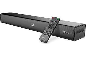 Heymell 2.1ch 120W Compact Sound Bar for TV, 23 inchs TV Speakers Sound Bar Built-in Subwoofer. Voice Enhancer Bluetooth Soun