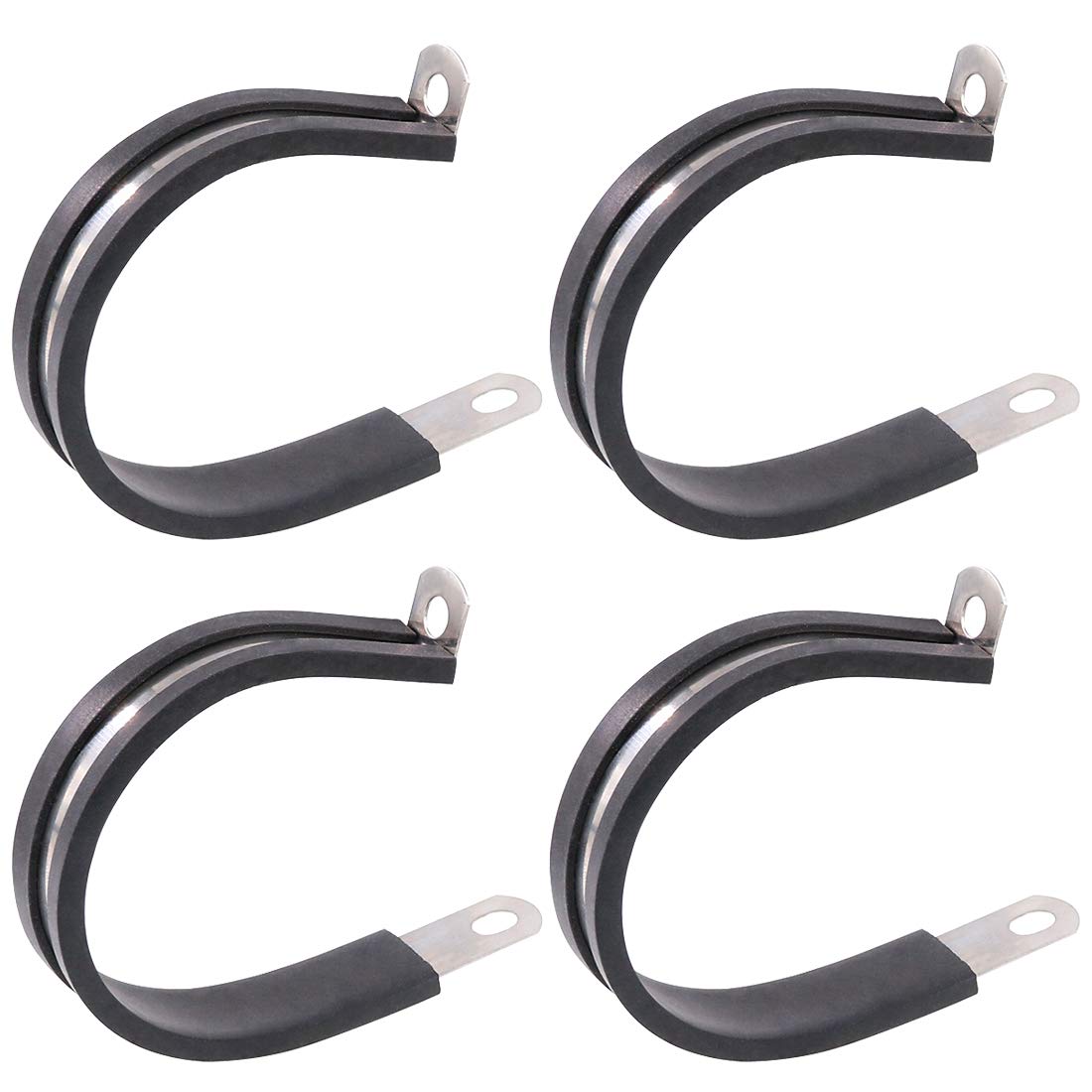 Keadic 20Pcs 2 Inch (50mm) Rubber Cushioned Insulated Clamps Stainless Steel, Metal Clamp, Tube Holder for Tube, Pipe or Wire Cord Installation