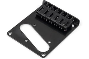 Metallor Guitar Bridge Vintage Style Top Loader Bridge or String Through Body Bridge 6 Saddles Compatible with 6 String Tele Telecaster Style Electric Guitar Parts Accessories Black.