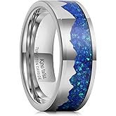King Will 8mm Mountain Tungsten Rings, Men's Wedding Rings Flat Cut Unique Ring for Men Women, Comfort Fit, Durable