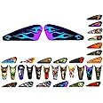 Motorcycle Gas Tank Decals/Sets - for Harley Davidson Sportster Honda Shadow Suzuki Kawasaki Indian Yamaha (Layered Tribal Flames - Blue Sugar/Grape on Black - 2pc Side Tank Decals)