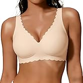 COCOMARTS Jelly Bras for Women No Underwire Scalloped Push Up Seamless Full Coverage Plunge Bralettes Wireless Tshirt Bras