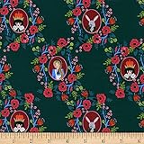 Cotton + Steel Rifle Paper Co. Wonderland Cameos Green Fabric by The Yard