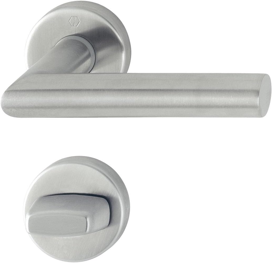 HOPPE Handle Set Amsterdam with Rosettes WC, matt Stainless Steel, 3286438, Matte Stainless Steel, WC | Edelstahl matt