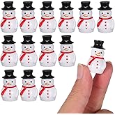 LIOOBO Mini Snowman Figurines: 30pcs Miniature Christmas Figures Tiny Small Resin Snowman with Hat Micro Landscape Crafts Garden Dollhouse Ornaments for DIY Xmas Home Party Decor Winter