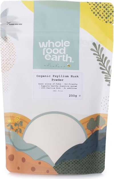 Wholefood Earth Organic Psyllium Husk Powder 250g – Pure Fibre Supplement