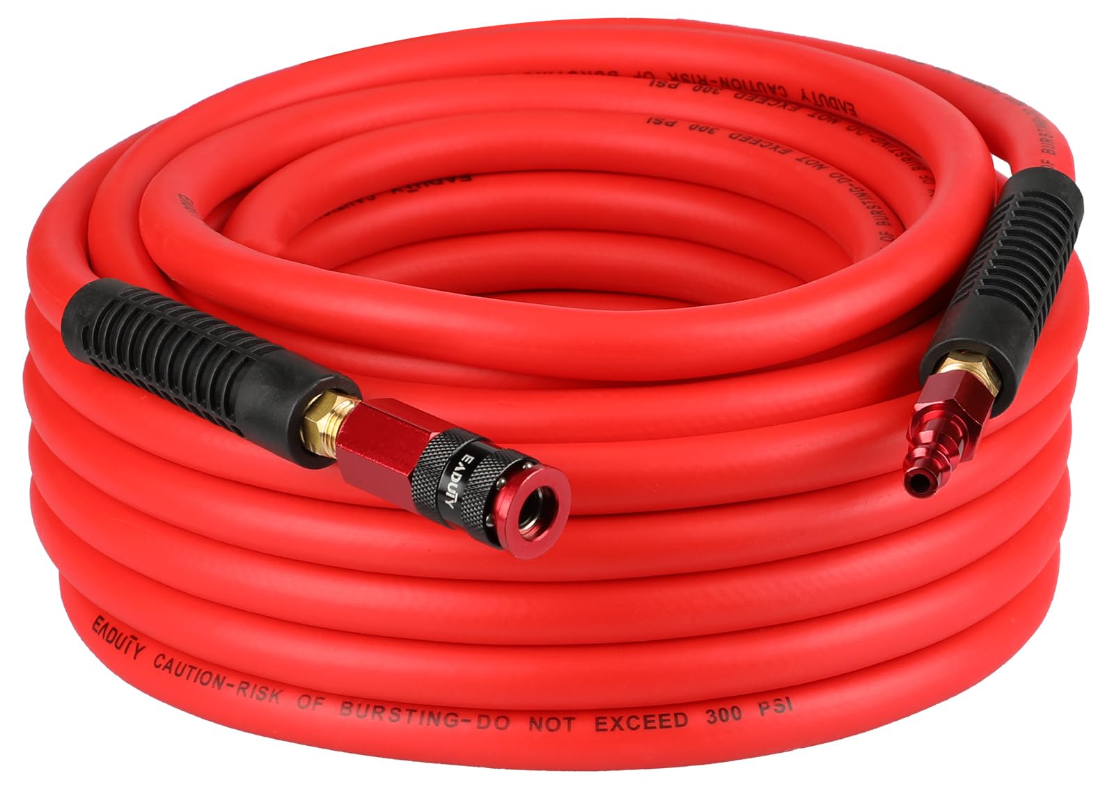 Photo 1 of Eaduty  Air Hose 3/8 In. x 50 ft, Lightweight, Flexible, Durable Air Compressor Hose with Aluminum Universal Quick Coupler and Industrial Plug, Red