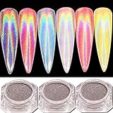 Women's Nail Mirror Powder, Iuhan Sexy Chameleon Nail Mirror Powder Glitter Chrome Powder Art Decoration (White)