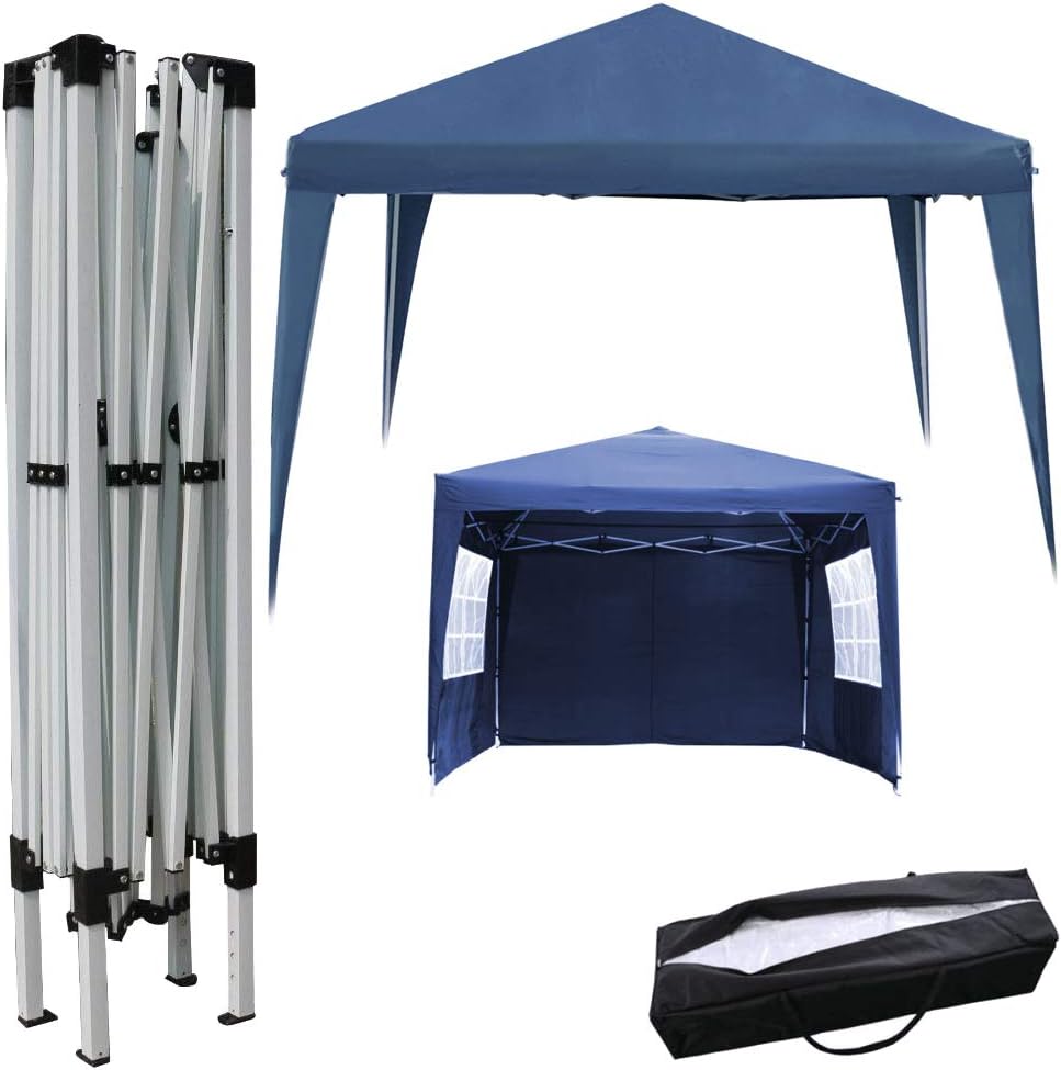 3x3M Blue Waterproof Pop Up Garden Gazebo Camping Wedding Parties With Portable Carry Case