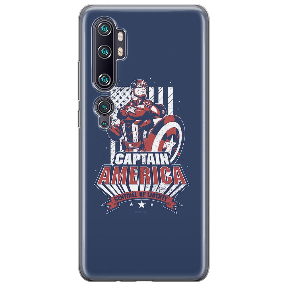 ERT GROUP mobile phone case for Xiaomi MI NOTE 10 / MI NOTE 10 PRO original and officially Licensed Marvel pattern Captain America 018 adapted to the shape of the mobile phone, case made of TPU