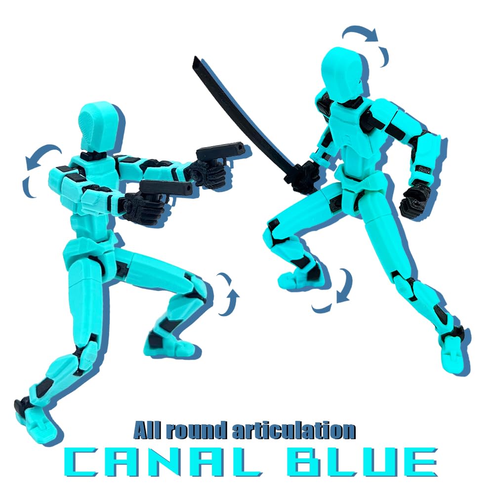 (Assembly Completed) T13 Action Figure Set, 3D Printed Toys Robo 13 Action Figure,Dummy 13 Titan 13 Action Figure (Canal Blue)