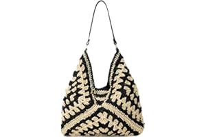 HALEMET Straw Hobo Bags for Women Vintage Shoulder Bag Everything Tote Bag Designer Beach Bag Holiday Work Everyday Summer