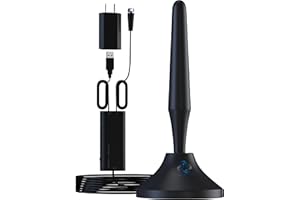 GESOBYTE 2024 Amplified HD Digital TV Antenna 650+ Miles Long Range 360 Reception Indoor Outdoor - Support 4K 8K 1080p Fire tv Stick and All TV's - with Smart Switch Amplifier Signal Booster - 18ft HDTV Cable