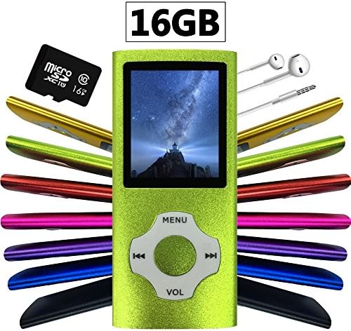 Wyne Technology Versatile &amp; Portable 16GB Mini MP3 MP4 with Micro SD Card Music Player Sound Entry Hi-Fi Media Player Video Player FM Radio E-book Viewer Photo Viewer Voice Recorder (Green)