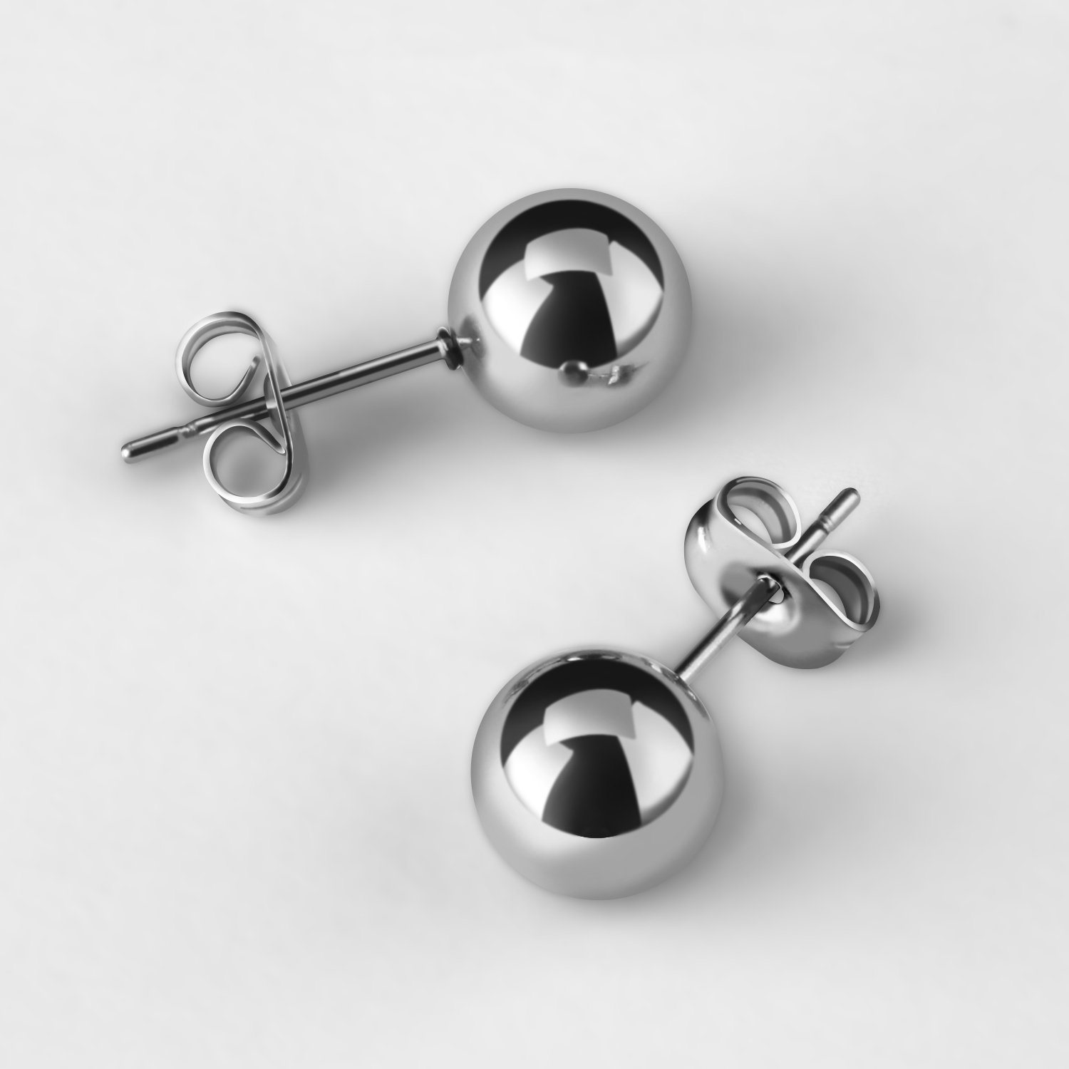 UHIBROS Hypoallergenic Studs Earrings 316L Surgical Stainless Steel Round Ball Earring 5 Pairs Assorted Sizes(4mm-8mm)