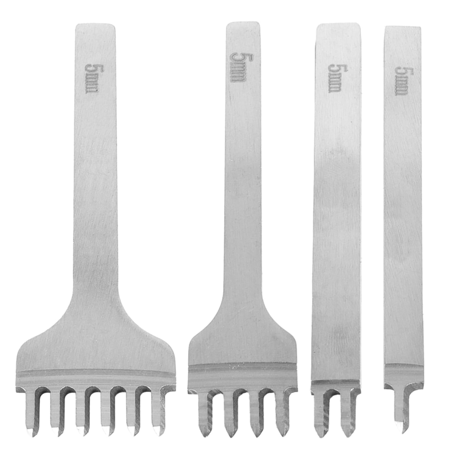 Leather Craft Tools 4PCS 1/2/4/6 Prong Leather Hole Punches Tool DIY Stitching Leather Craft Tools Kit Diamond Lacing Stitching Chisel Set (5mm)