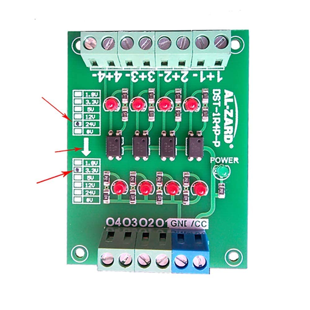 4CH Optocoupler Isolation Module,DST-1R4P-P 24V To 3.3V PNP Board for Signal Isolation PLC Signal Level Conversion