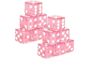 Abilat 12 Pieces 19mm Casino Dice Set Translucent 6 Sided Game Dices Square Corner Acrylic Dice for Casino Vegas Theme Birthday Party Supplies Board Games Classroom Teaching (Pink)
