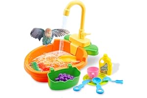 HBYCDSTF Bird Bath Shower, Bird Bath for Cage with Faucet, Parrot Shower Bathtub Parrot Automatic Bathing Box, Bird Baths for Parakeets, Ferret, Budgie, Goldfinch, Cockatiel, Lovebird and Small Birds (Orange)