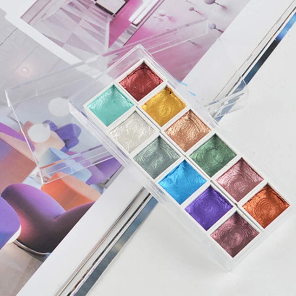 Urstory1 Watercolour Paint Set, 12 Colors Professional Watercolor Kit, Metallic Glitter Art Supplies For Artists - Image 4