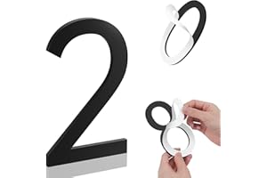 MEREAR 4 Inch House Numbers, Self-adhesive House Number Acrylic Modern House Numbers for Outside Black Mailbox Numbers Address Home Number for House Apartments Office Hotel Room Easy to Install (2)