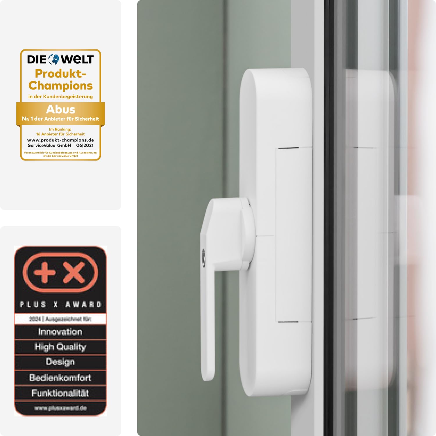 ABUS Fensterantrieb WINTECTO One – smarter Fenstergriff für Fenster, Balkon- und Terrassentür – mit Alarmfunktion – einfache Montage ohne Bohren – Weiß, gleichschließend (AL0145) 6