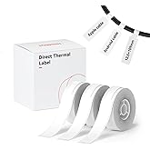 NIIMBOT White Cable Label Maker Tape for D11/D110/D101 Label Maker, 12.5 x 109 mm (0.49'' x 4.29''), 3 Rolls, Thermal Label for Home Office Labeling Tape Replacement