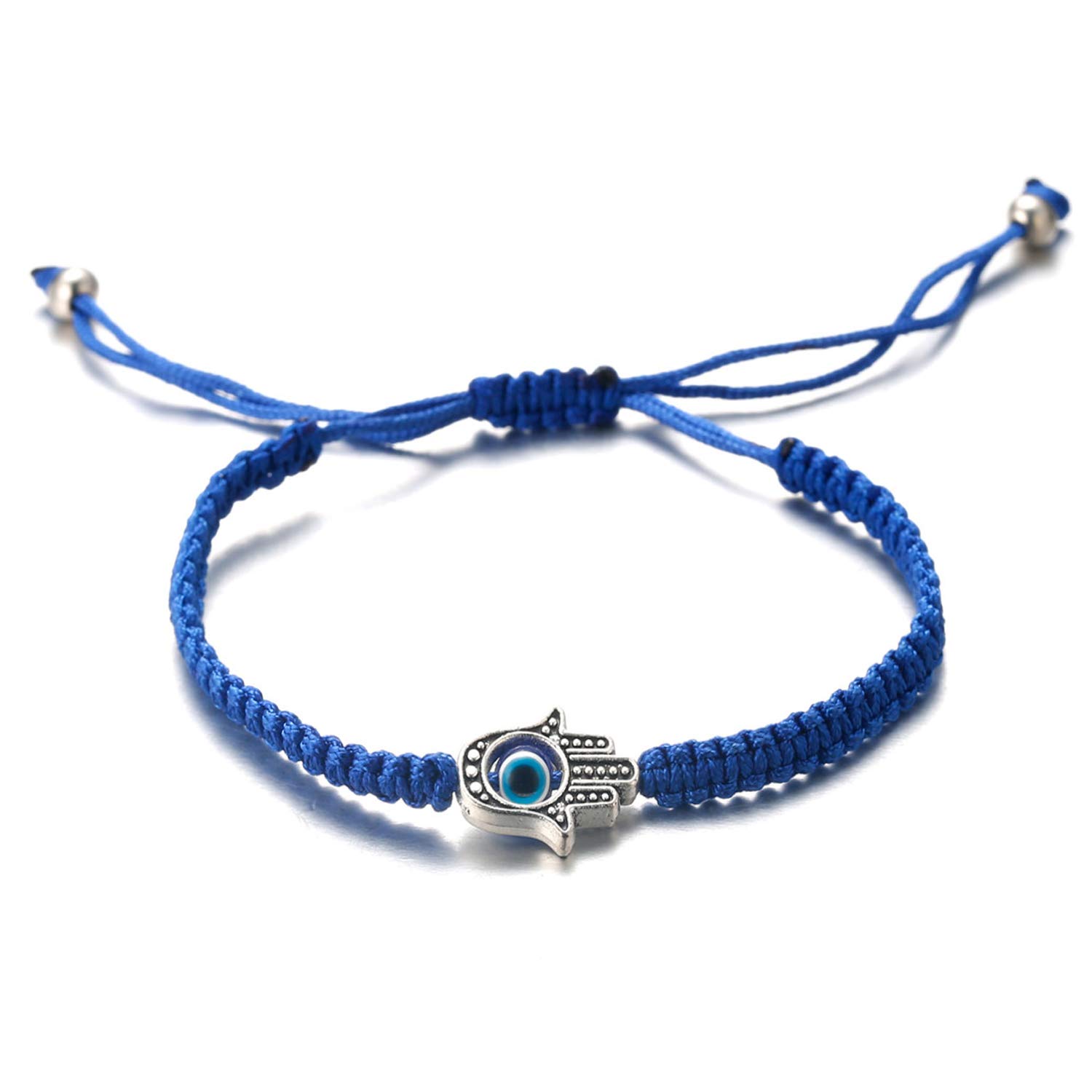 HALUKAKAH Evil Eye Bracelet for Women Men Handmade Braid Blue String Hamsa Hand Blue Eye Handmade Braid Bracelet Size Adjustable Protection Mal de Ojo Jewelry with Free Giftbox