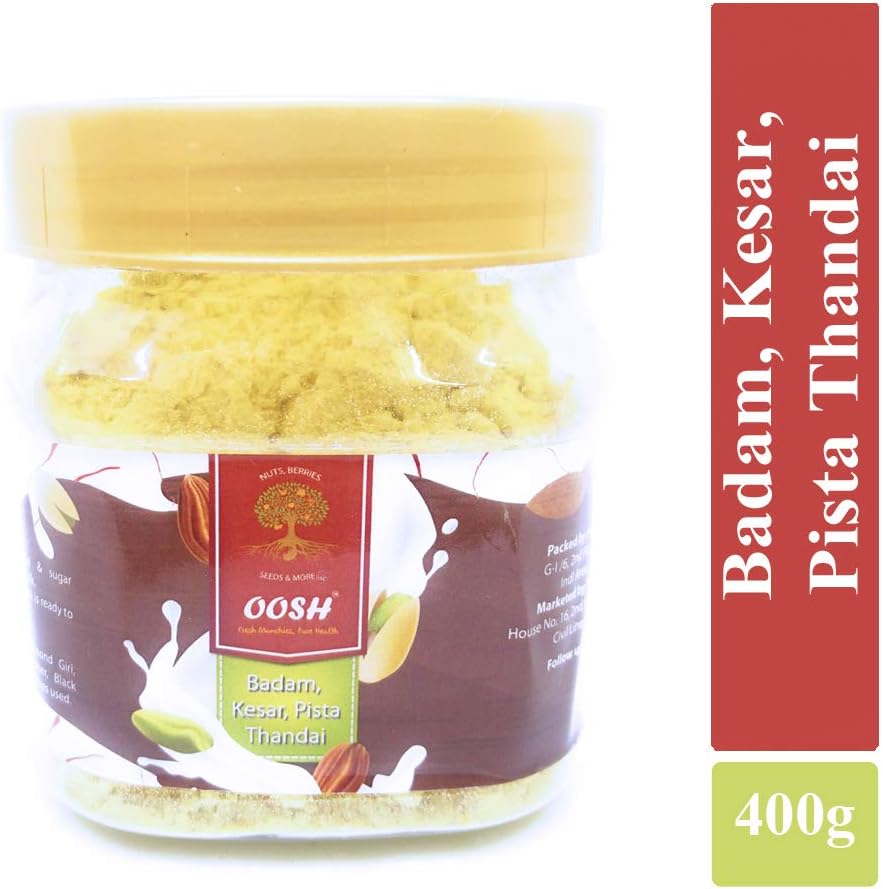 Thandai ( Kesar Badam Pista ), Refershing Summer Drink Premix (Jar Packaging 400 gm (14.10 OZ)