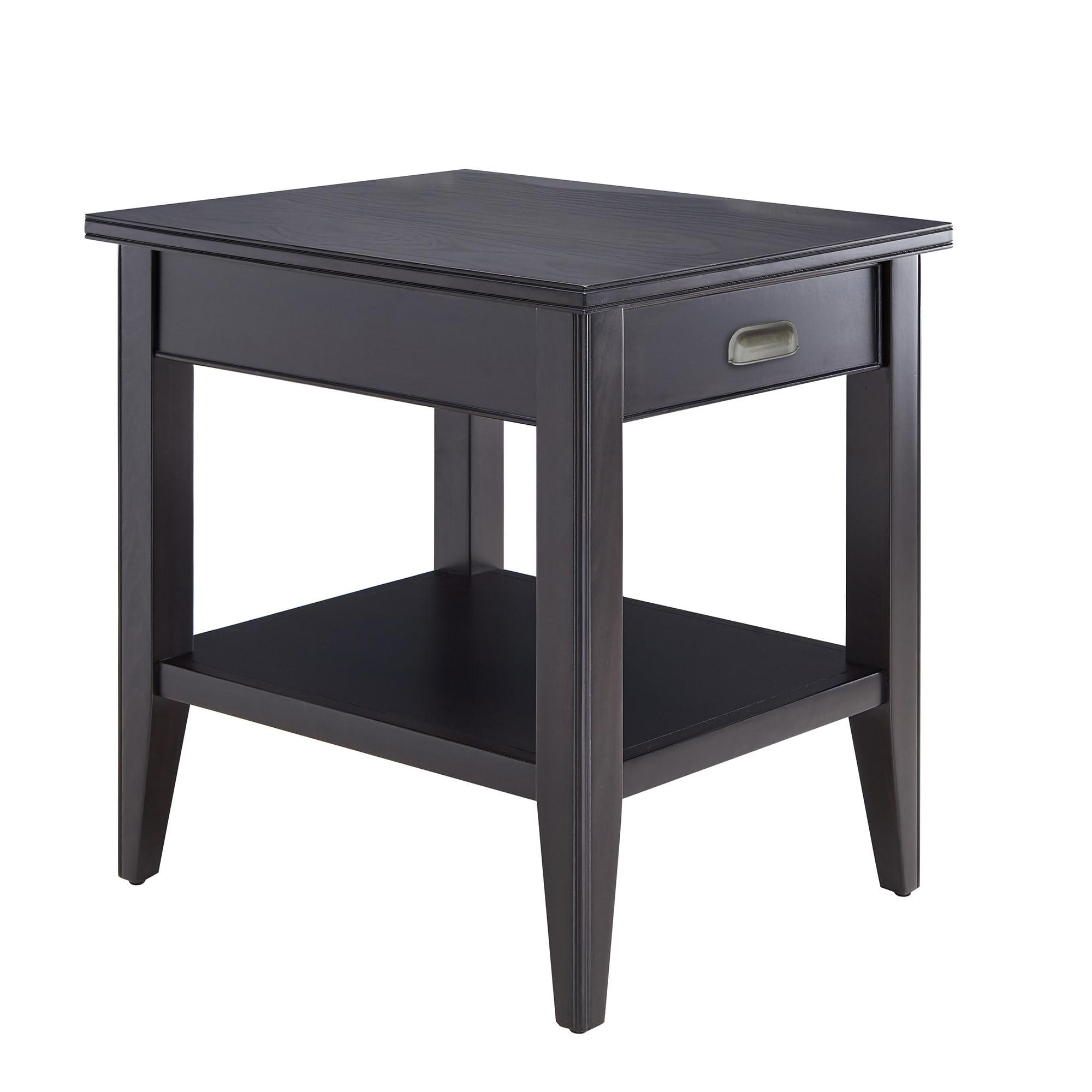 Leick Home Laurent End Table, Solid Wood, 1 Drawer, Bottom Display Shelf, Easy Assembly, for Bedroom/Living Room, Black, 24.0 in L x 20.0 in. W x 24.0 in. H, 10507-BK Image