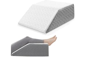 joybest Leg Elevation Pillow for Swelling, 45D Cooling Gel Memory Foam Wedge Pillow for After Surgery, Leg Pillow Relieves Hip, Back, Knee Pain and Varicose Veins (8 Inch)