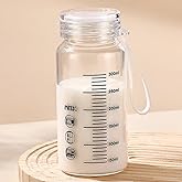 EWEIGEER High Borosilicate Glass Cup With Lid,Graduated Drinking Bottle,Portable,Leak Proof,for Ice Tea,Coffee,and Milk for School,Office,Car