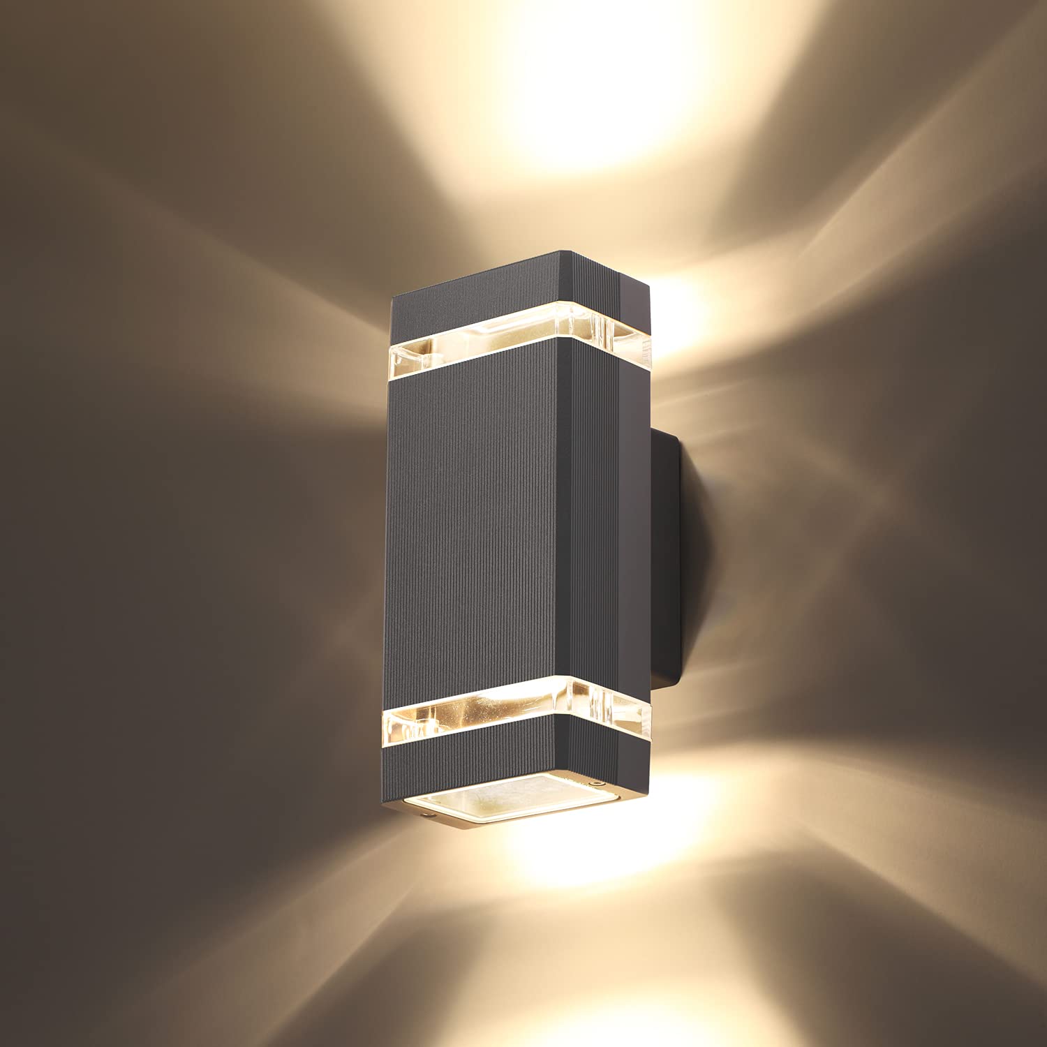 CELAVY Outdoor Wall Lights Mains Powered, Up Down Outside Wall Lights IP65 Waterproof, Porch Light Front Door Lamp Modern Aluminium GU10, External LED Lighting Sconce Wall Mounted for House, Grey — image 1