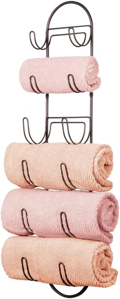 mDesign Toallero de baño para montaje en pared – Estantes para toallas