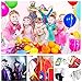 Qfun Unicorn Birthday Party Favors Supplies Set - 67 Pieces Unicorn Bracelets Rings Keychain Masks Necklace and Hairpin, NON-TOXIC PVC Quality Soft Rubber Unicorn Toy, Gifts for Children Goody Bag Toy
