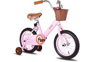 JOYSTAR Vintage Kids Bike with Training Wheels & Basket, 12 14 16 Inch Girls Bike for 2-7 Years Old, Children Bicycles, Multiple Colors