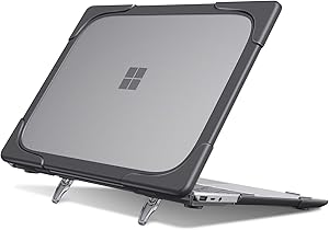 Fintie Protective Case for 12.4 Inch Microsoft Surface Laptop Go - Heavy Duty Matte Coated Hard Shell Cover with Fold Kickstand, Gray