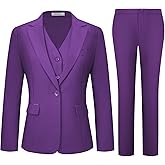 Kelyaa Women's 3 Piece Suit Lady Business Casual Office One Button Slim Fit Blazer Jacket Vest Pants Set