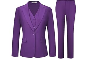 Kelyaa Women's 3 Piece Suit Lady Business Casual Office One Button Slim Fit Blazer Jacket Vest Pants Set