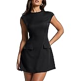 oten Women's Sexy Cap Sleeve Mock Neck Mini Dress A-Line Flare Club Night Out Party Short Dresses