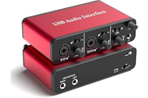 OSETUB 2i2 USB Audio Interface – 24Bit/192kHz Studio Recording, 48V Phantom Power – Compatible with DAWs, Perfect for Music, Podcasting & Voiceovers (Mac/PC)