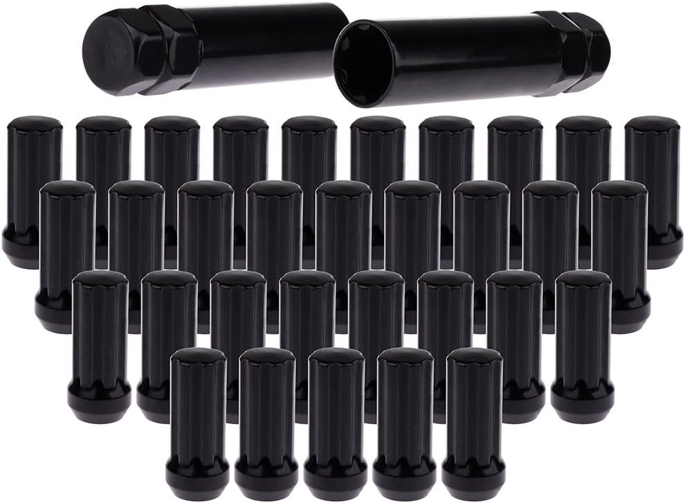 OCPTY Set of 32 Black Wheel Lug Nuts + 2 Keys 14x2.0
