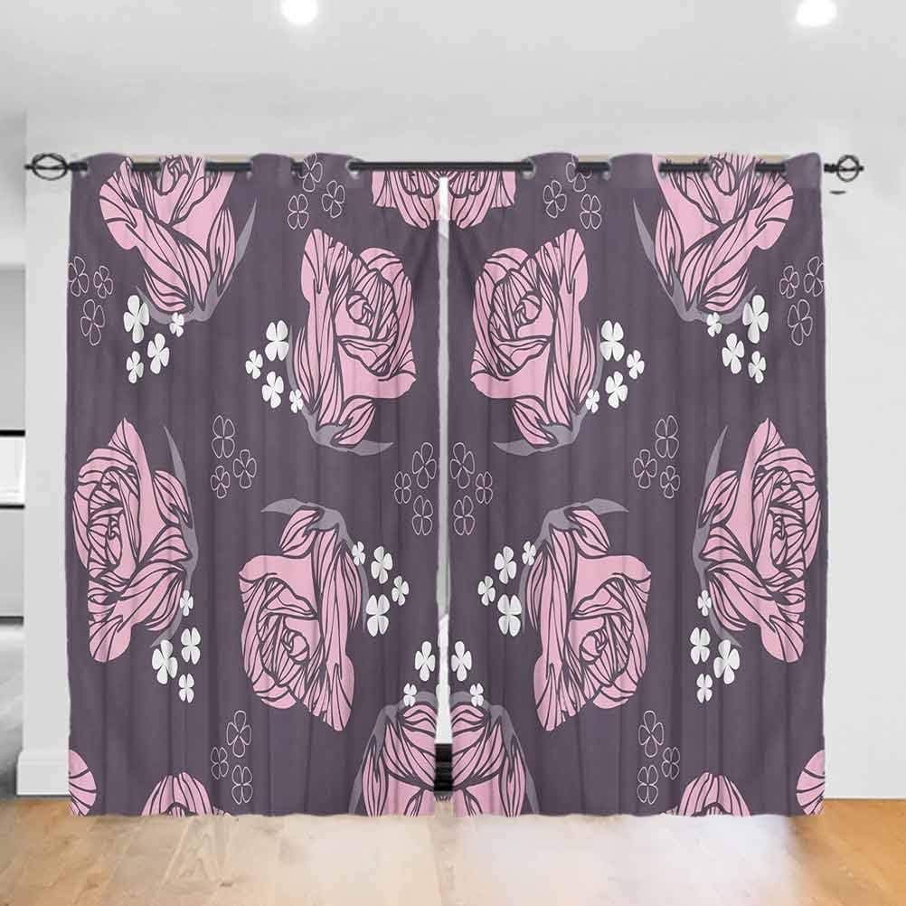 Amazon.com: Floral black out window curtain Vintage Rose Pattern with