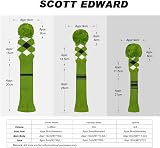 Scott Edward Golf Headcovers 3Pcs Set Driver Fairway Hybrid Argyle Green view 2